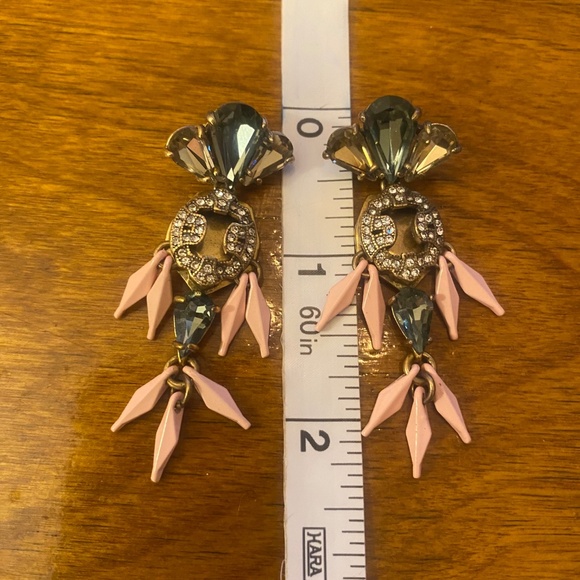 JCrew Multicolor Crystal & Enamel Chandelier Dangle Earrings Y2K, 2.5" length - Picture 9 of 11